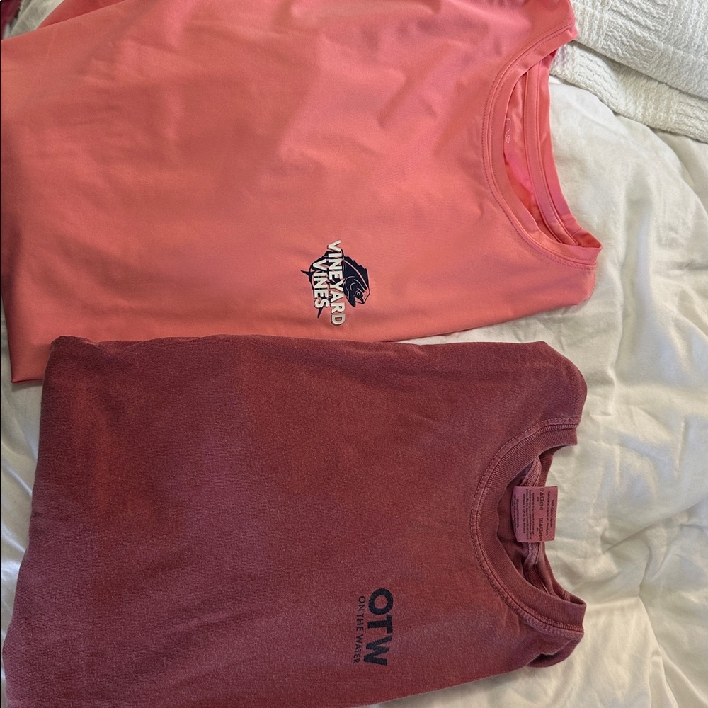 Comfort Colors Red Long Sleeve Shirt, Vineyard Vines Pink long sleeve